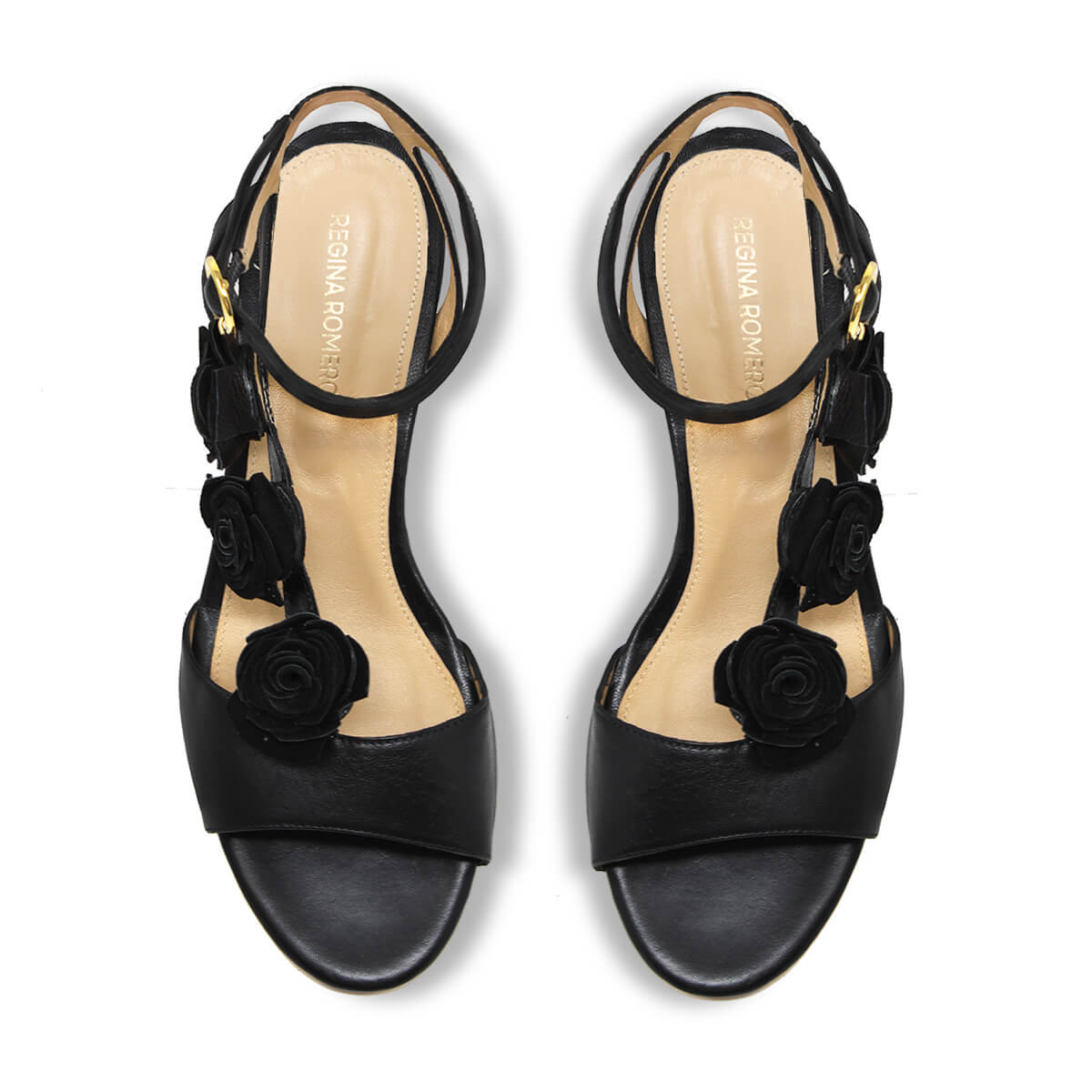 MIRACLE 50 - Negro Regina Romero Zapato Sandalia Zapatilla Tacon Bajo Para Dama en Piel