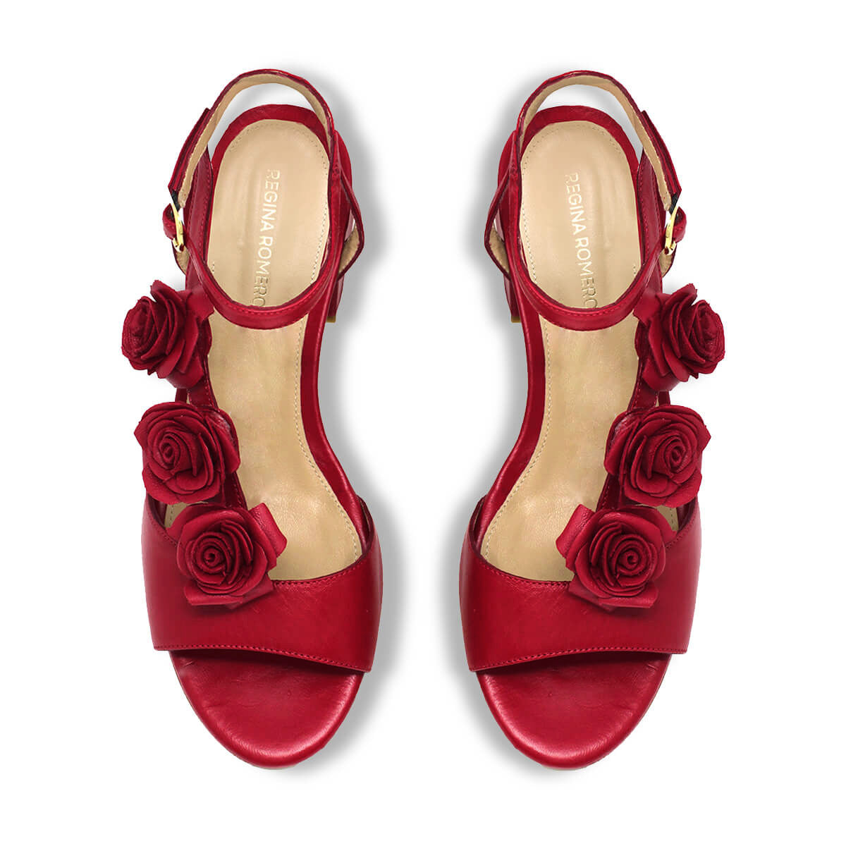 MIRACLE 50 - Rojo Regina Romero Zapato Sandalia Zapatilla Tacon Bajo Para Dama en Piel