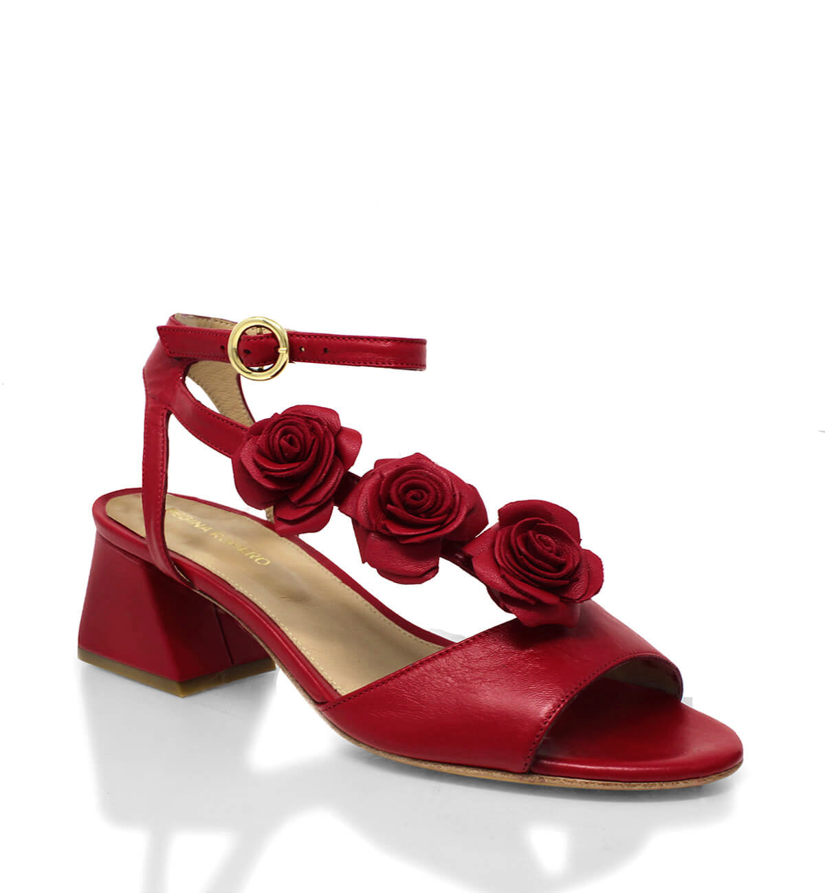 MIRACLE 50 - Rojo Regina Romero Zapato Sandalia Zapatilla Tacon Bajo Para Dama en Piel