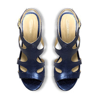 MILA 85 - Azul Metalico Regina Romero Zapato Sandalia Zapatilla Tacon Alto Para Dama en Piel