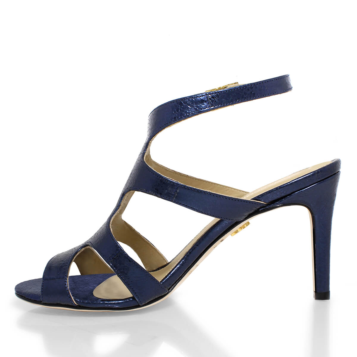 MILA 85 - Azul Metalico Regina Romero Zapato Sandalia Zapatilla Tacon Alto Para Dama en Piel