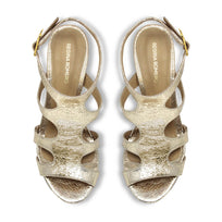 MILA 85 - Oro Regina Romero Zapato Sandalia Zapatilla Tacon Alto Para Dama en Piel