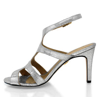 MILA 85 - Plata Regina Romero Zapato Sandalia Zapatilla Tacon Alto Para Dama en Piel