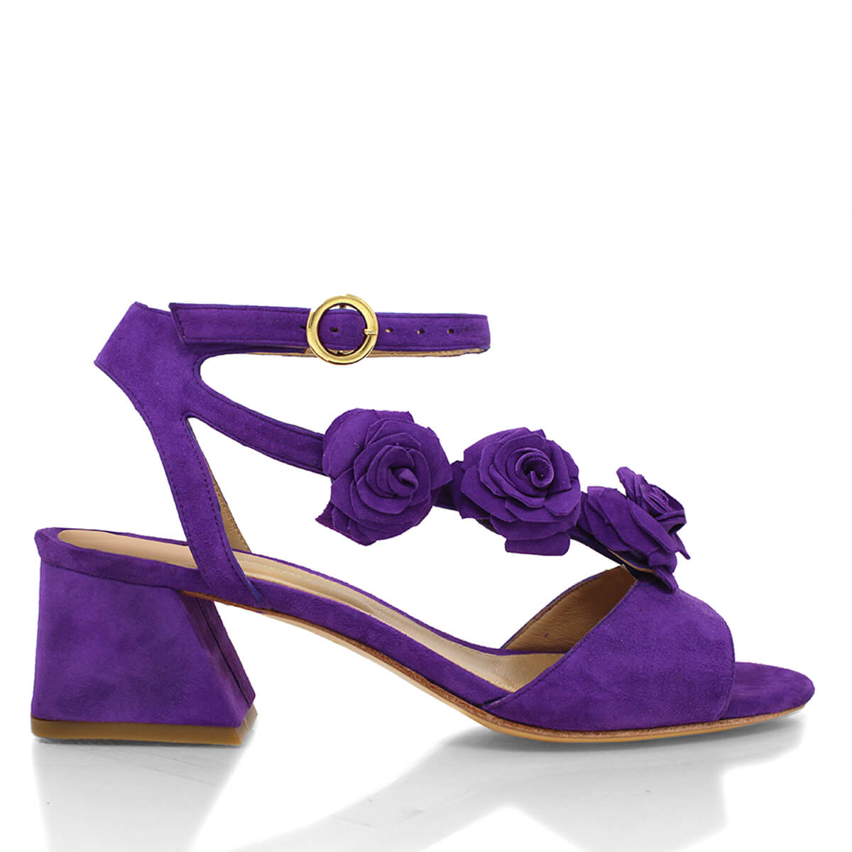 MIRACLE 50 - Morado Regina Romero Zapato Sandalia Zapatilla Tacon Bajo Para Dama en Piel