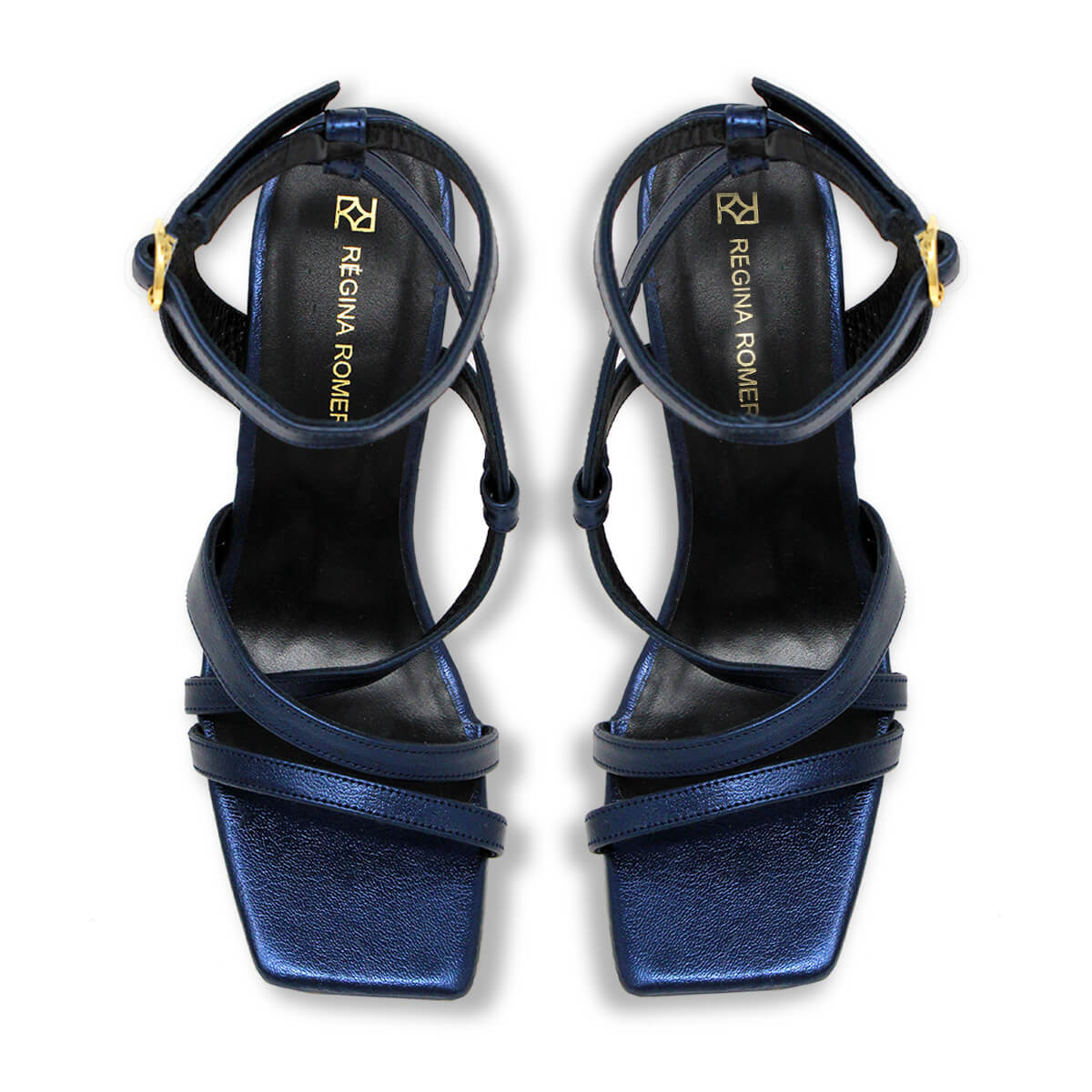 PIA 100 - Azul Metalico Regina Romero Zapato Sandalia Zapatilla Tacon Alto Para Dama en Piel