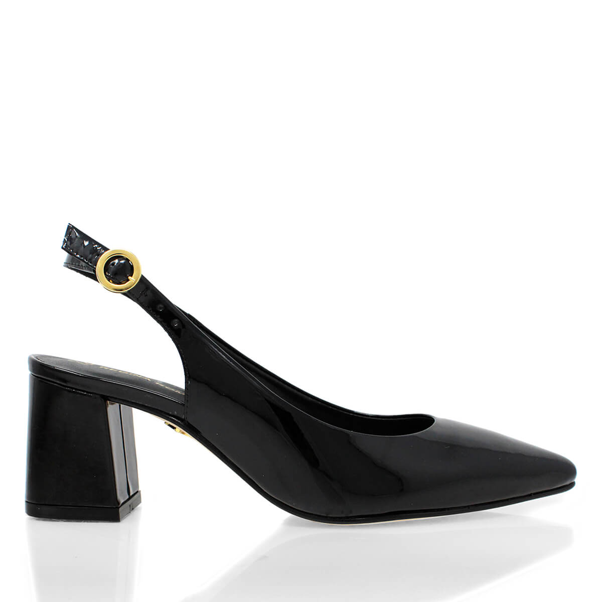 TANIA 50 - Charol Negro Regina Romero Zapato Zapatilla Tacon Bajo Para Dama en Piel