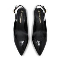 TANIA 50 - Charol Negro Regina Romero Zapato Zapatilla Tacon Bajo Para Dama en Piel
