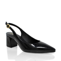 TANIA 50 - Charol Negro Regina Romero Zapato Zapatilla Tacon Bajo Para Dama en Piel