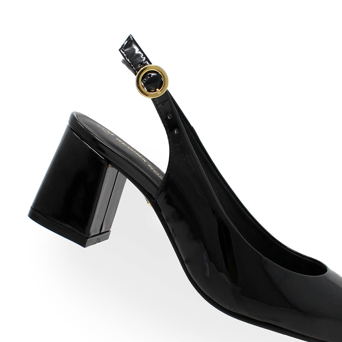 TANIA 50 - Charol Negro Regina Romero Zapato Zapatilla Tacon Bajo Para Dama en Piel