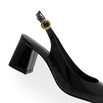 TANIA 50 - Charol Negro Regina Romero Zapato Zapatilla Tacon Bajo Para Dama en Piel