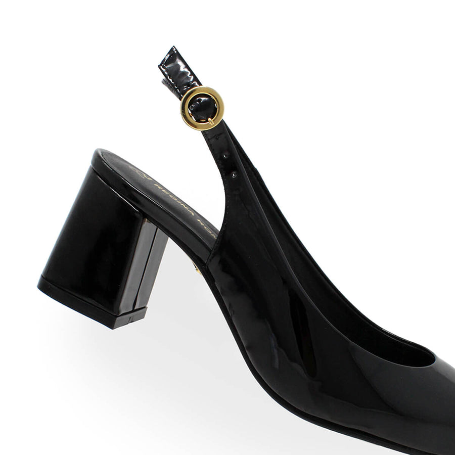 TANIA 50 - Charol Negro Regina Romero Zapato Zapatilla Tacon Bajo Para Dama en Piel
