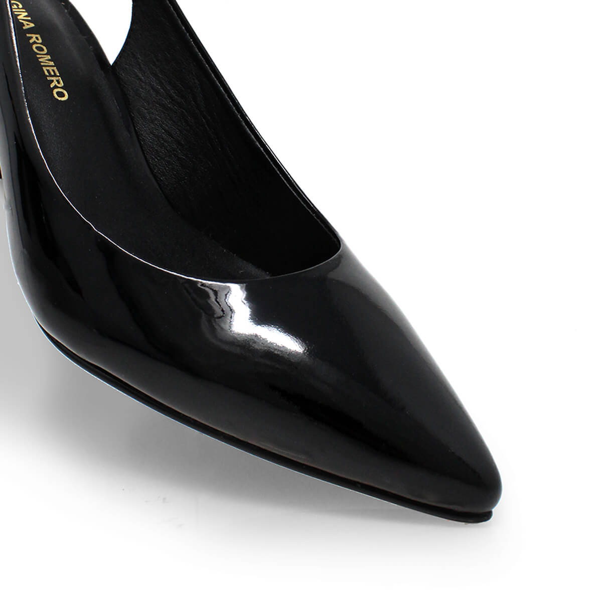 TANIA 50 - Charol Negro Regina Romero Zapato Zapatilla Tacon Bajo Para Dama en Piel