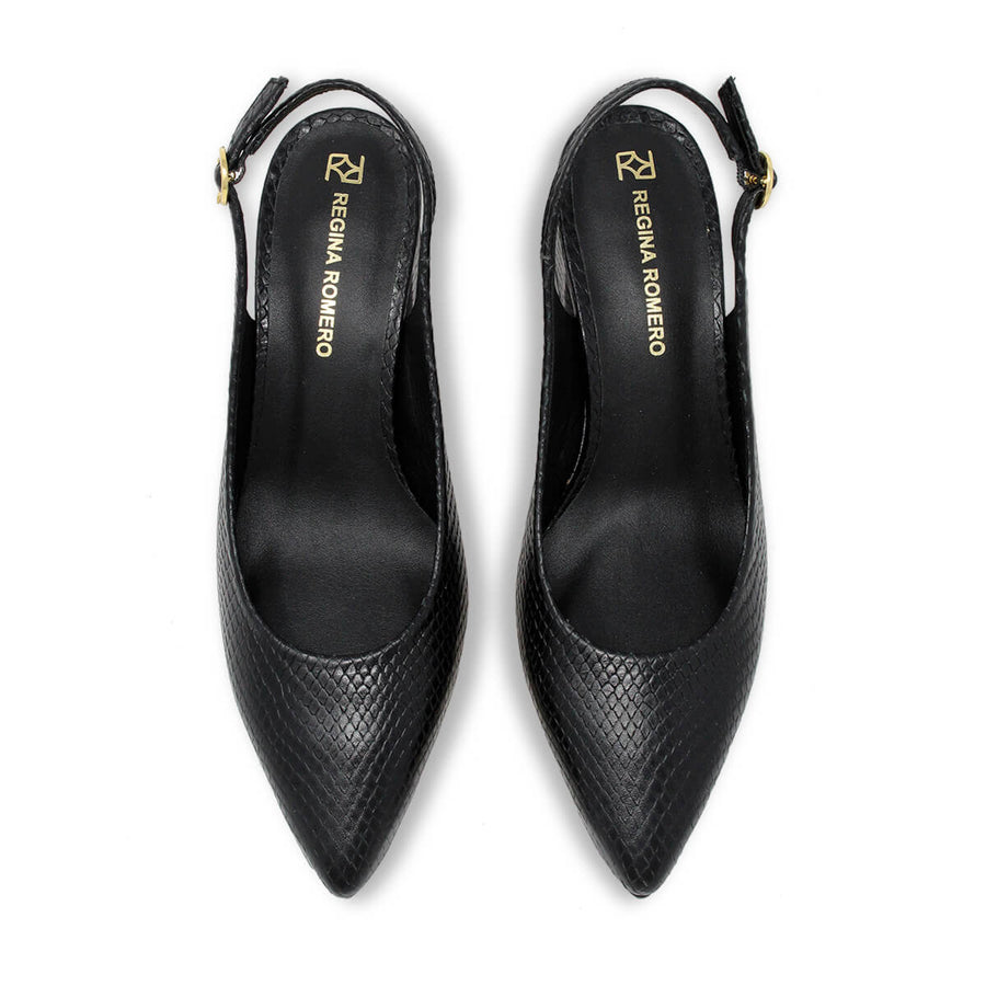 TANIA 50 - Negro Regina Romero Zapato Zapatilla Tacon Bajo Para Dama en Piel 2