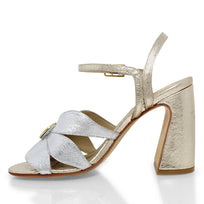 TRIXIE 95 - Oro Y Plata Regina Romero Zapato Zapatilla Tacon Alto Para Dama en Piel