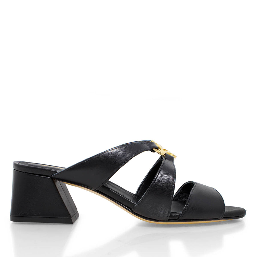 VINCI 50 - Negro Regina Romero Zapato Sandalia Zapatilla Tacon Bajo Para Dama en Piel