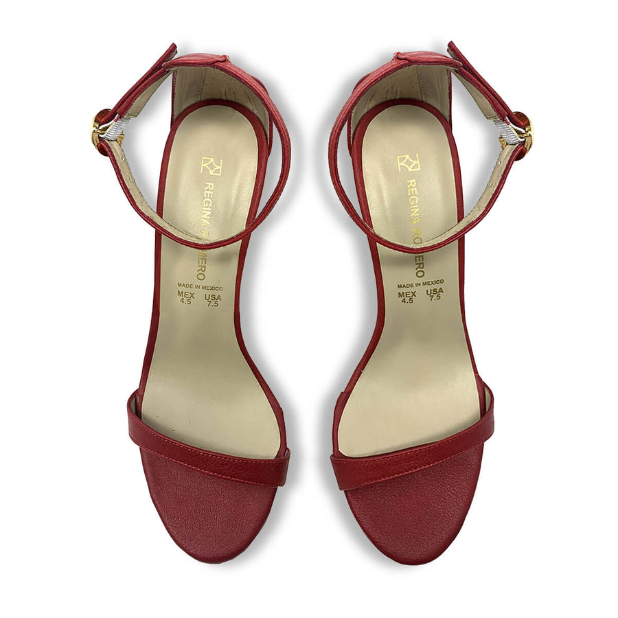 YVETTE 85 - Rojo Regina Romero Zapato Sandalia Zapatilla Tacon Alto Para Dama en Piel