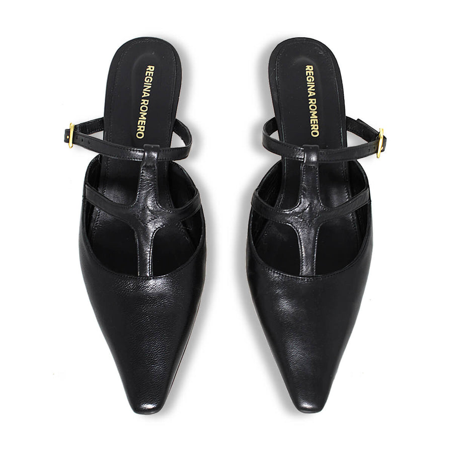 SILVIA 30 - Negro Regina Romero Zapato Zapatilla Tacon Bajo Para Dama en Piel
