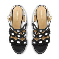 AGNI 135 - Negro y Blanco Regina Romero Zapato Sandalia Plataforma Tacon Alto Para Dama en Piel