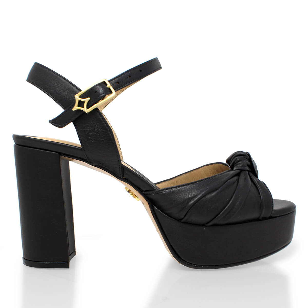 ALEKSANDRA 95 - Negro Regina Romero Zapato Sandalia Plataforma Tacon Alto Para Dama en Piel