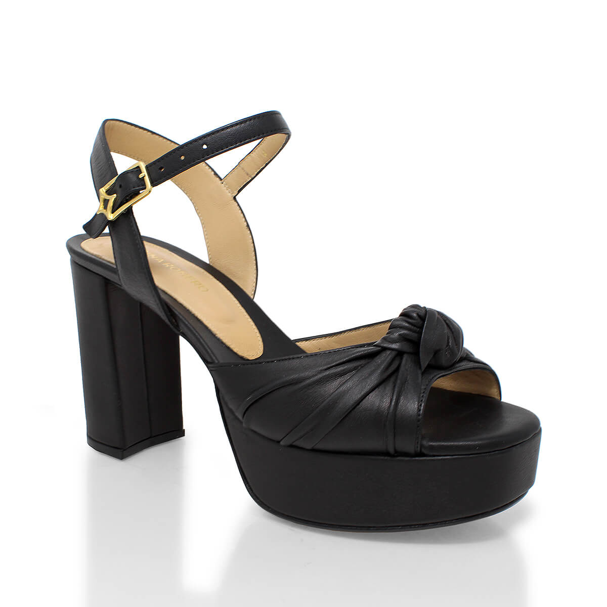 ALEKSANDRA 95 - Negro Regina Romero Zapato Sandalia Plataforma Tacon Alto Para Dama en Piel