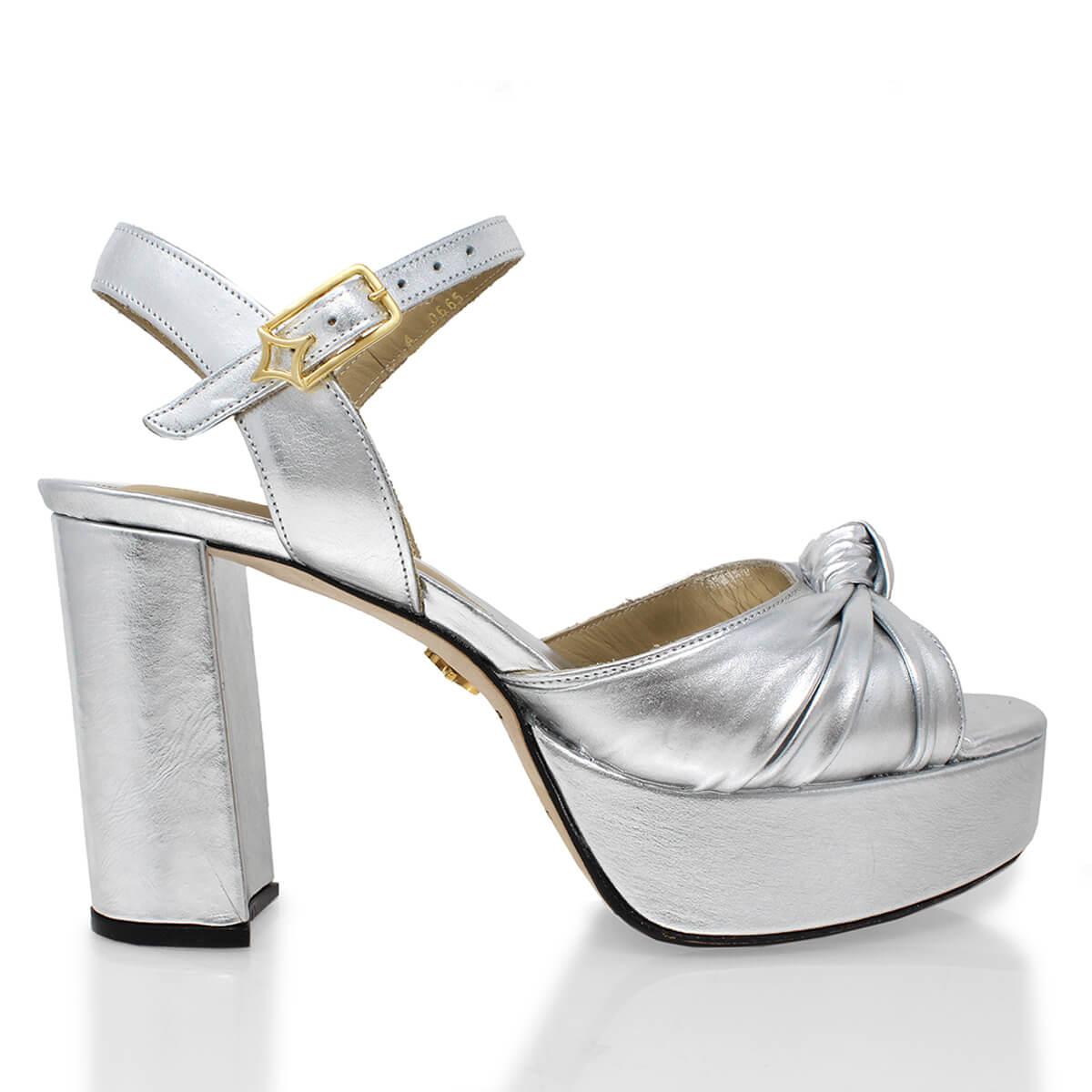 ALEKSANDRA 95 - Plata Regina Romero Zapato Sandalia Plataforma Tacon Alto Para Dama en Piel
