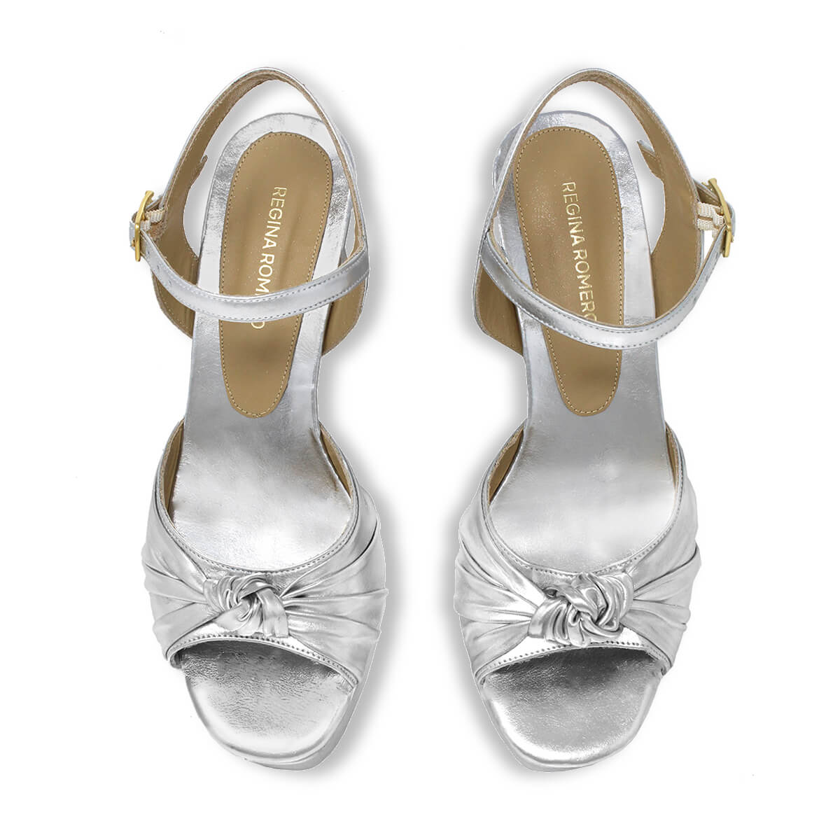 ALEKSANDRA 95 - Plata Regina Romero Zapato Sandalia Plataforma Tacon Alto Para Dama en Piel