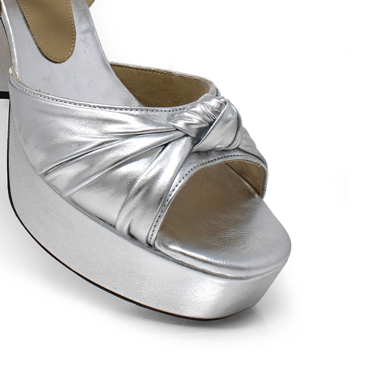 ALEKSANDRA 95 - Plata Regina Romero Zapato Sandalia Plataforma Tacon Alto Para Dama en Piel