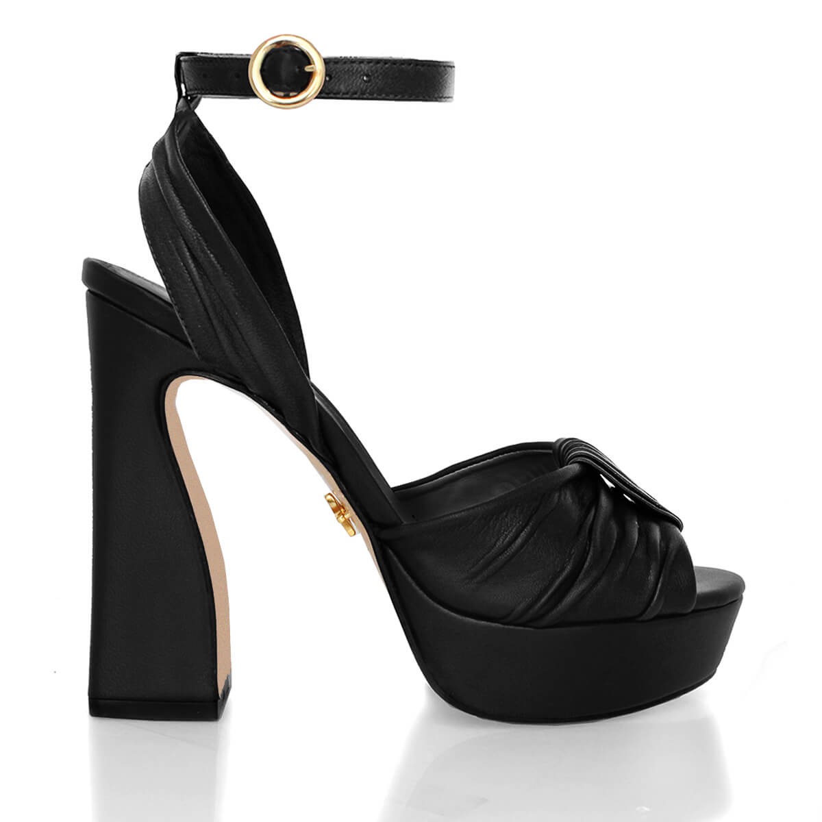 BERNADETTE 125 - Black Regina Romero High Heel Platform Sandal Shoe for Women in Leather