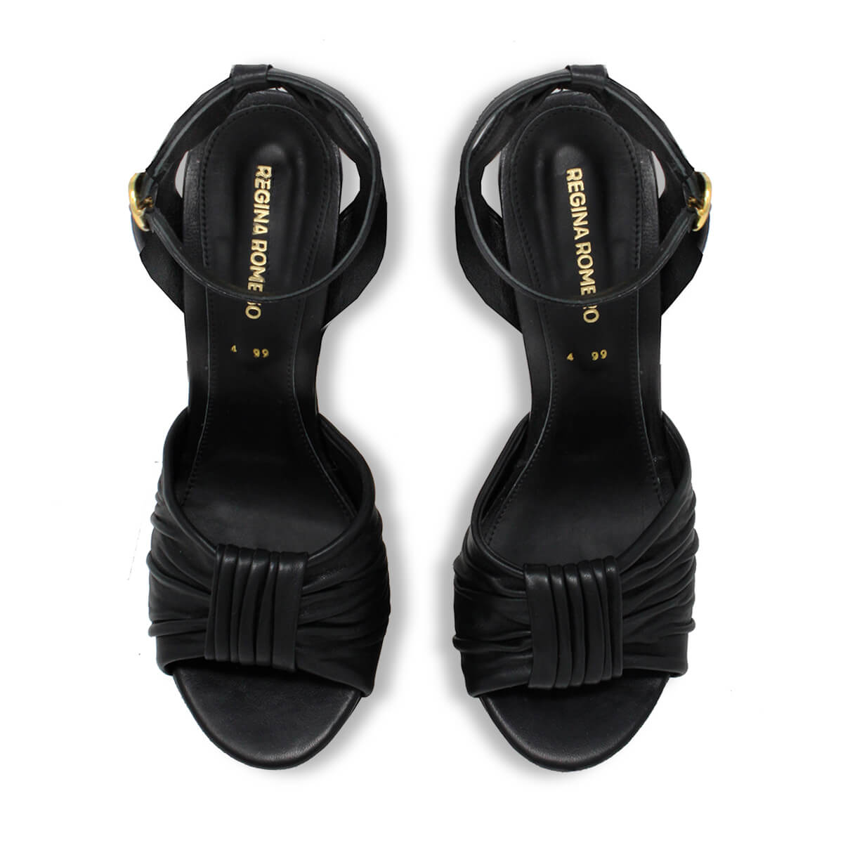 BERNADETTE 125 - Black Regina Romero High Heel Platform Sandal Shoe for Women in Leather