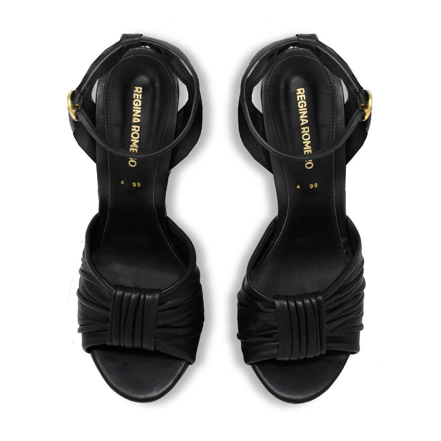 BERNADETTE 125 - Negro Regina Romero Zapato Sandalia Plataforma Tacon Alto Para Dama en Piel