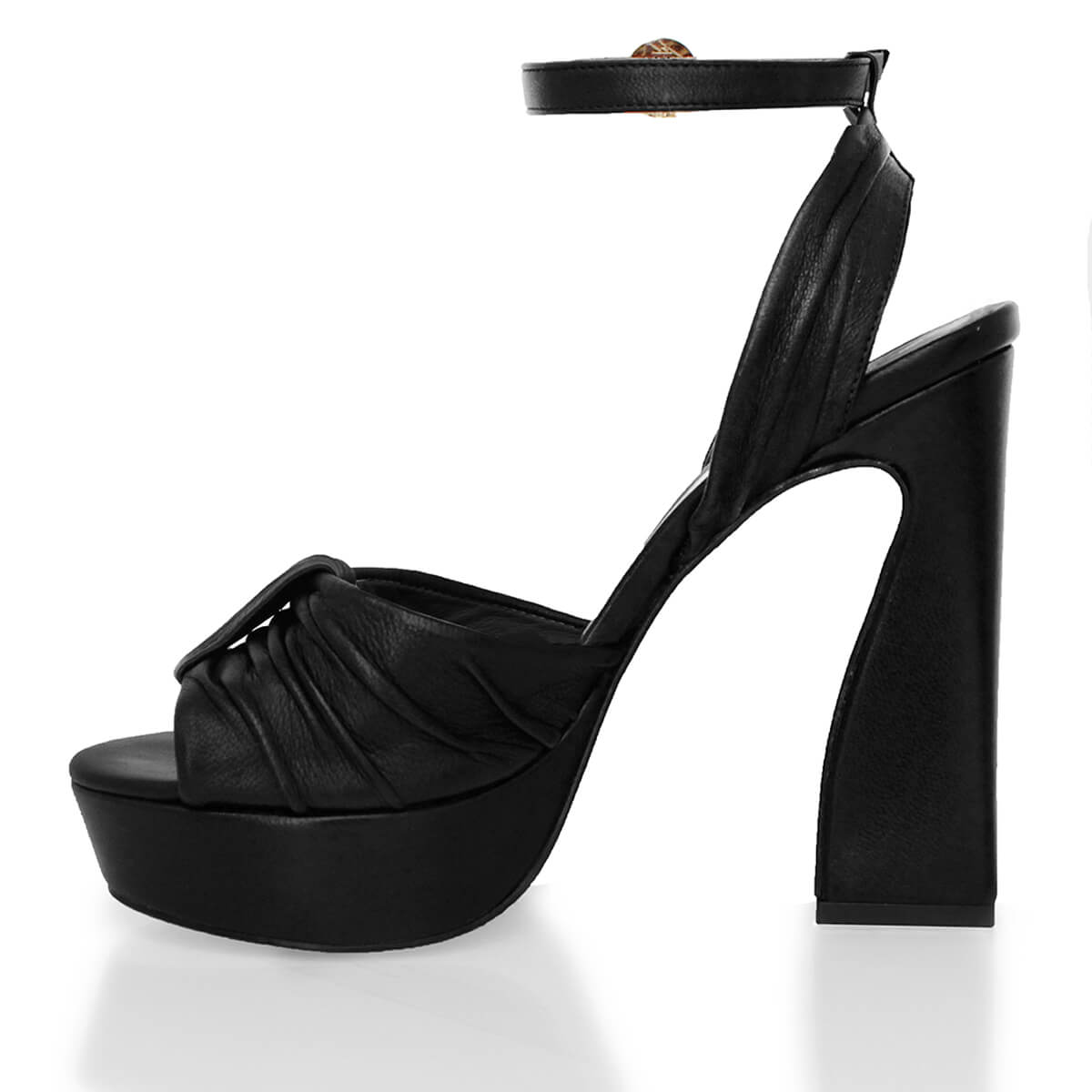 BERNADETTE 125 - Black Regina Romero High Heel Platform Sandal Shoe for Women in Leather