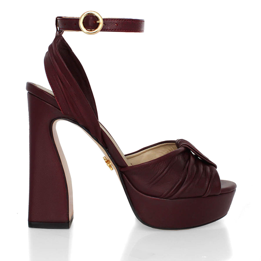 BERNADETTE 125 - Vino Regina Romero Zapato Sandalia Plataforma Tacon Alto Para Dama en Piel