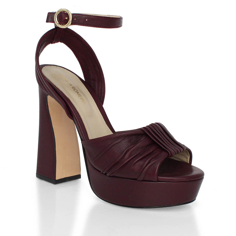 BERNADETTE 125 - Vino Regina Romero Zapato Sandalia Plataforma Tacon Alto Para Dama en Piel