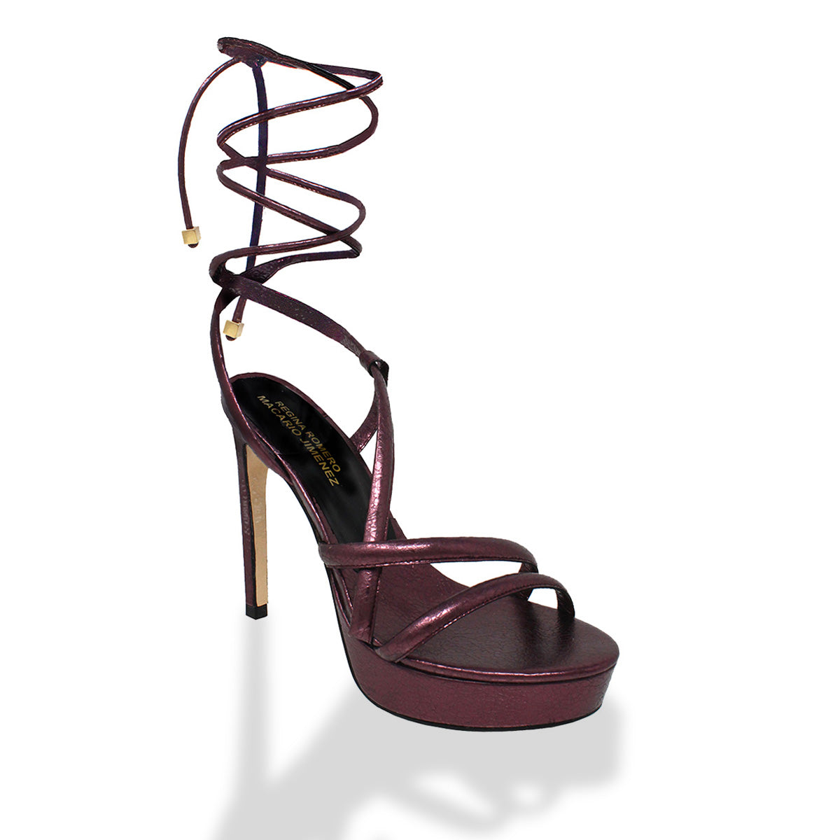 ELLE 125 - Marino Regina Romero High Heel Platform Sandal Shoe for Lady in Leather