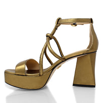 CALIPSO 95 - Oro Viejo Regina Romero Zapato Sandalia Plataforma Tacon Alto Para Dama en Piel