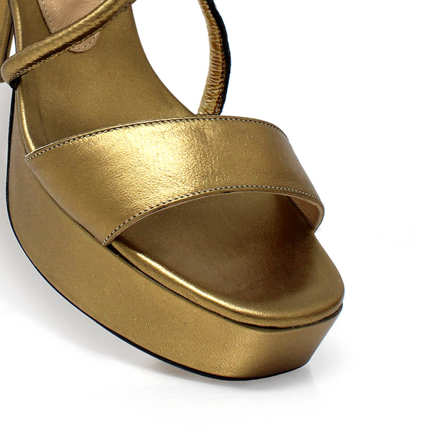 CALIPSO 95 - Oro Viejo Regina Romero Zapato Sandalia Plataforma Tacon Alto Para Dama en Piel