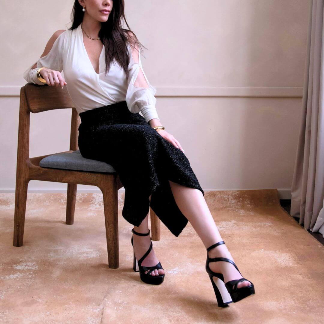 FILIPA 125 - Negro Regina Romero Zapato Sandalia Plataforma Tacon Alto Para Dama en Piel