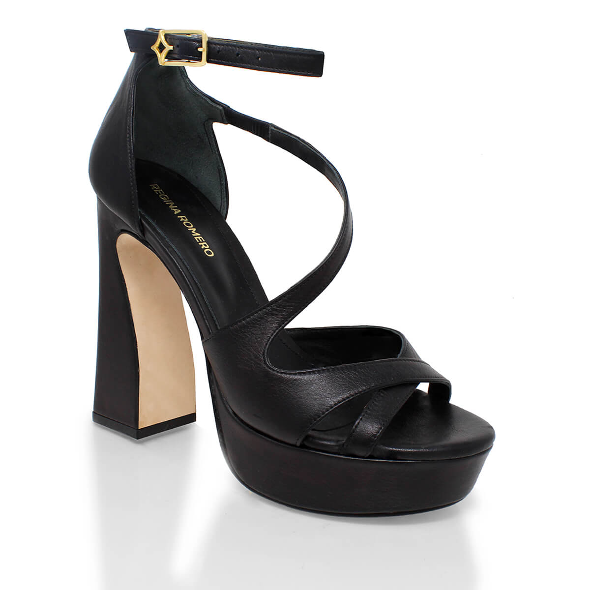 FILIPA 125 - Negro Regina Romero Zapato Sandalia Plataforma Tacon Alto Para Dama en Piel