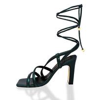 PIA 100 - Black and Stainless Steel Regina Romero High Heel Sandal Shoe for Lady in Leather