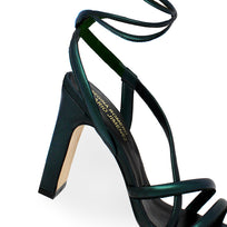 PIA 100 - Black and Stainless Steel Regina Romero High Heel Sandal Shoe for Lady in Leather