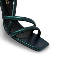 PIA 100 - Black and Stainless Steel Regina Romero High Heel Sandal Shoe for Lady in Leather