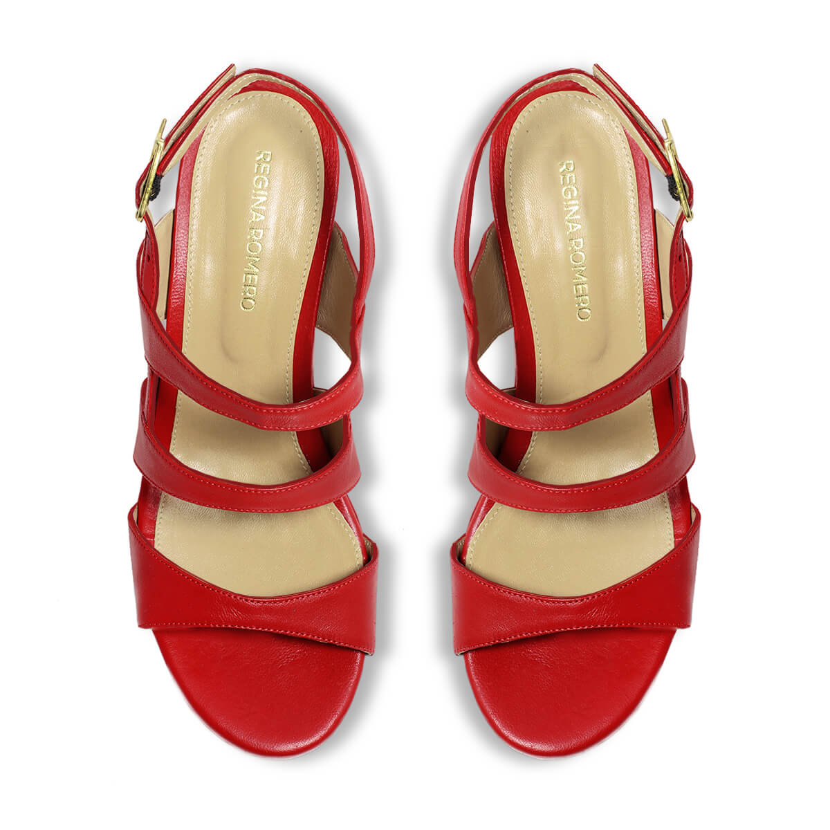 MARITE 105 - Rojo Regina Romero Zapato Sandalia Plataforma Tacon Alto Para Dama en Piel