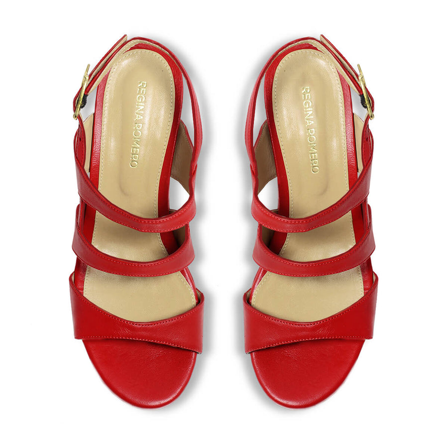 MARITE 105 - Rojo Regina Romero Zapato Sandalia Plataforma Tacon Alto Para Dama en Piel