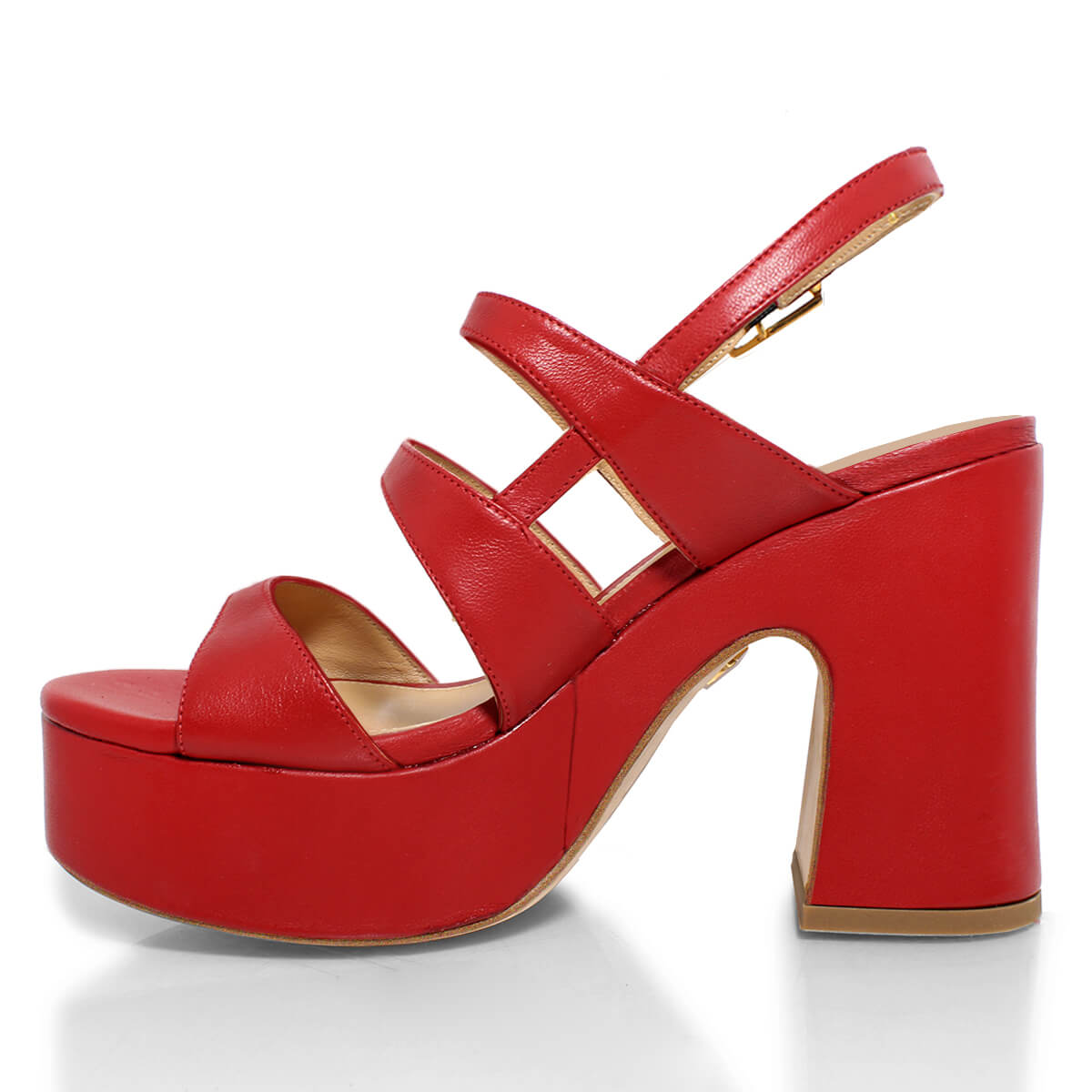 MARITE 105 - Rojo Regina Romero Zapato Sandalia Plataforma Tacon Alto Para Dama en Piel