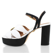 PIXIE 95 - Negro y Blanco Regina Romero Zapato Sandalia Plataforma Tacon Alto Para Dama en Piel