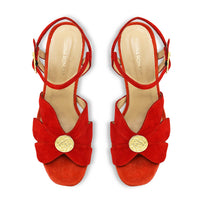 PIXIE 95 - Rojo y Naranja Regina Romero Zapato Sandalia Plataforma Tacon Alto Para Dama en Piel