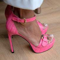 TROPEZ 135 - Rosa Regina Romero Zapato Sandalia Plataforma Tacon Alto Para Dama en Piel