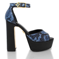 MARCE 135 - Azul Regina Romero Zapato Sandalia Plataforma Tacon Alto Para Dama en Piel