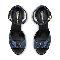 MARCE 135 - Azul Regina Romero Zapato Sandalia Plataforma Tacon Alto Para Dama en Piel