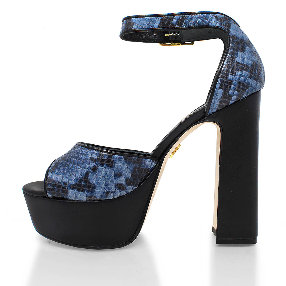 MARCE 135 - Azul Regina Romero Zapato Sandalia Plataforma Tacon Alto Para Dama en Piel